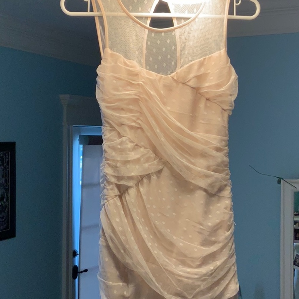 Cream, lace body con dress